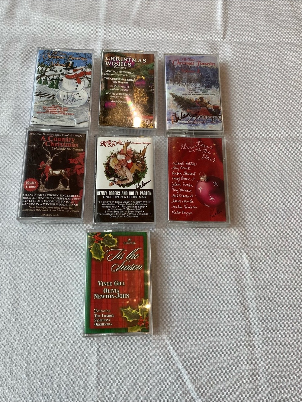 Christmas Retro Hallmark Holiday Music Cassette Lot - Red, Green, Gold